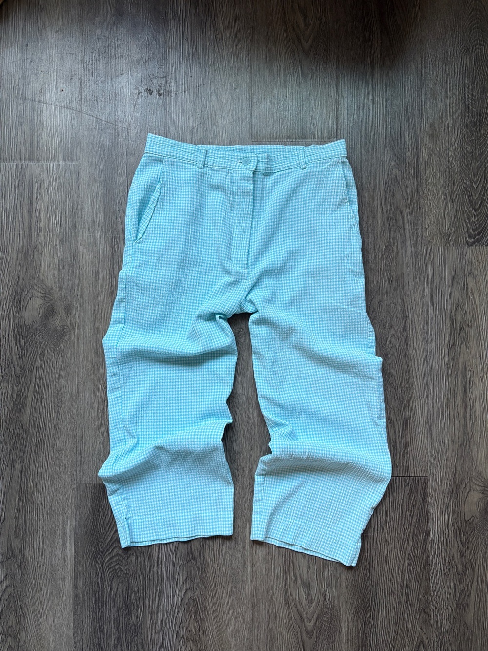 Alfred Dunner Blue & White Gingham Capri Pants